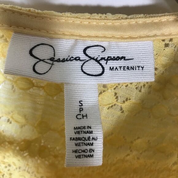 Jessica Simpson Maternity Size Small yellow Lace Top 3/4 Sleeves Tank Li… - Picture 2 of 5